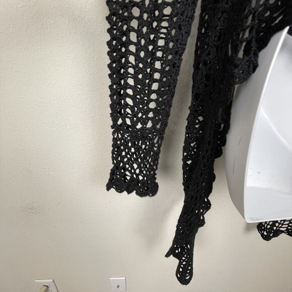 Vertigo Black Crochet Knit Top Size M Grunge Fairy Boho‎ Festival Cover Up - Picture 3 of 6
